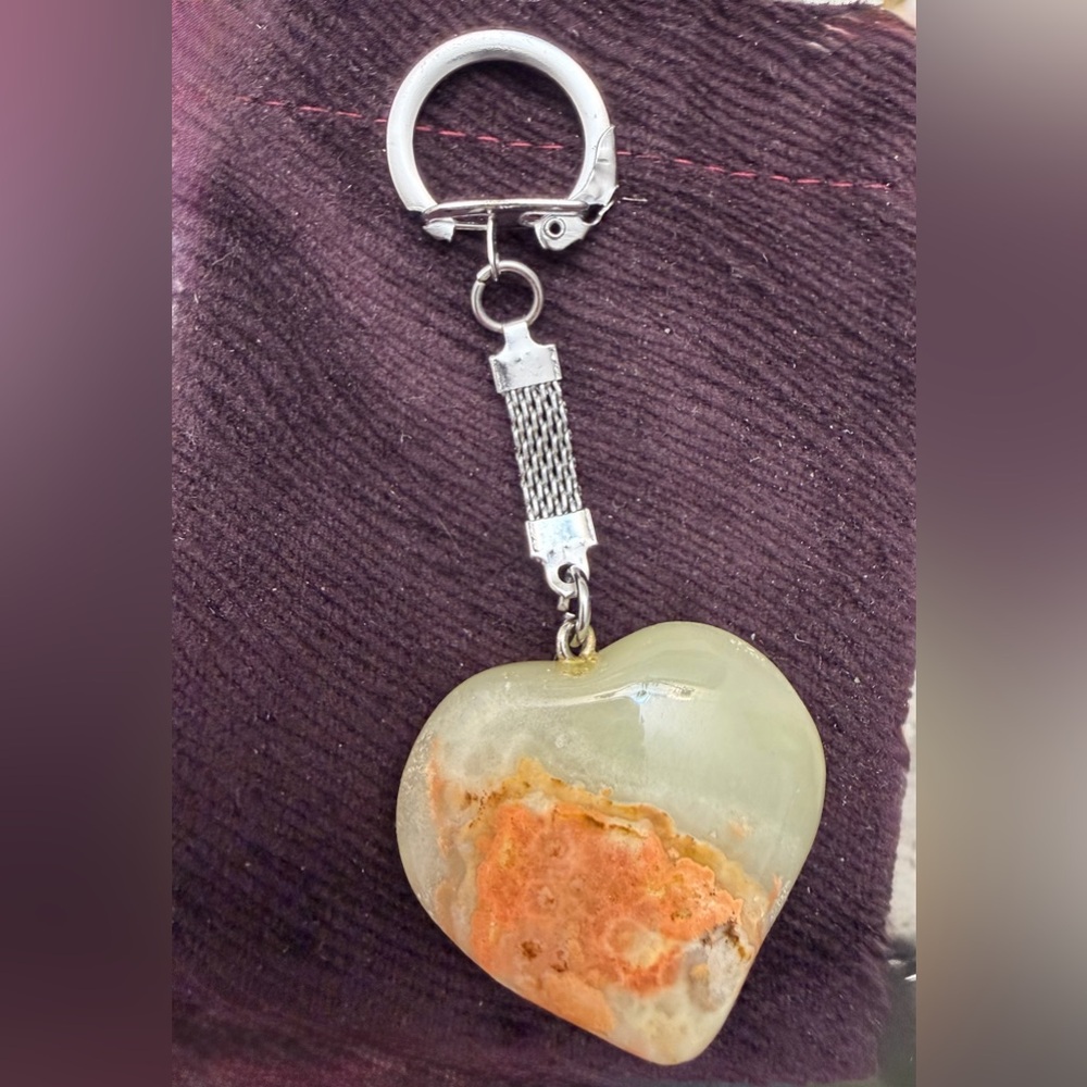 Heart-Shaped Stone Keychain